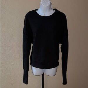 ALO Yoga Black Relaxed Fit Sweatshirt Hook Up Lattice Women’s Size XS/S*